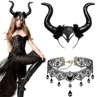 Set DARK QUEEN elegantný GOTHIC CHOKER BAND Maleficent DIABOLINA Set DARK QUEEN elegantný GOTHIC CHOKER BAND Maleficent DIABOLINA