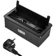 Stolová zásuvka čierna 2x USB HDMI RJ45 2x230