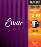Struny pre akustickú gitaru Elixir NANOWEB Phosphor Bronze 12-53 Struny pre akustickú gitaru Elixir NANOWEB Phosphor Bronze 12-53