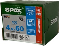Univerzálne nerezové skrutky, A2 nerez, 4,5 x 60 mm SPAX 100 ks Univerzálne nerezové skrutky, A2 nerez, 4,5 x 60 mm SPAX 100 ks