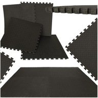 Penová podložka puzzle pre deti, čierna, 60x60, 4 kusy