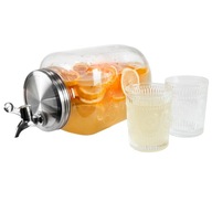 4L SKLENENÁ DŽBA S KOHÚTIKOM + 4 poháre NA LIMONÁDU 4L SKLENENÁ DŽBA S KOHÚTIKOM + 4 poháre NA LIMONÁDU