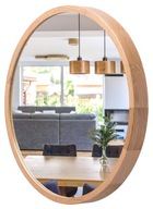 LEJA okrúhle drevené nástenné zrkadlo fi475 DUB do predsiene, obývačky, ŠTÝLOVÉ