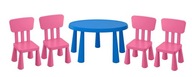 IKEA MAMMUT Stôl 85 cm + 4 detské stoličky