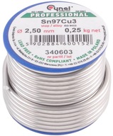 Cín na medené spájkovanie, Cynel, 2,5 mm, 250 g, Sn97Cu3, TIN 2,5/250CU3 Cín na medené spájkovanie, Cynel, 2,5 mm, 250 g, Sn97Cu3, TIN 2,5/250CU3