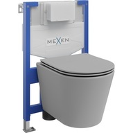 Rám WC setu Mexen s misou Rico a šedým WC sedadlom