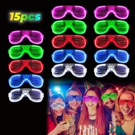 15ks LED svietiace okuliare Viacfarebné žalúzie Party Halloween Vianoce 15ks LED svietiace okuliare Viacfarebné žalúzie Party Halloween Vianoce