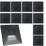 10x Štvorcové ČIERNE SVIETIDLÁ LED SCHODISKOVÉ LAMPY SÚMRAK SNÍMAČ POHYBU 10x Štvorcové ČIERNE SVIETIDLÁ LED SCHODISKOVÉ LAMPY SÚMRAK SNÍMAČ POHYBU