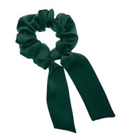 Hodvábna scrunchie so stuhou do vlasov - fľaškovo zelená Hodvábna scrunchie so stuhou do vlasov - fľaškovo zelená