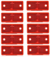 Červený obdĺžnikový reflektor 42x96 s otvormi, 10 ks