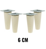 4 x surové bukové nohy, 6 cm kužeľ, s kovovými platňami 4 x surové bukové nohy, 6 cm kužeľ, s kovovými platňami
