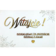 Tabuľa na privítanie hostí BIELA 50x70 cm ZLATÉ nápisy VITAJTE svadobná svadobná hostina Tabuľa na privítanie hostí BIELA 50x70 cm ZLATÉ nápisy VITAJTE svadobná svadobná hostina
