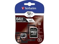 Pamäťová karta Verbatim 64GB Class 10 MicroSDXC + adaptér Pamäťová karta Verbatim 64GB Class 10 MicroSDXC + adaptér