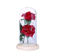 LED večná svietiaca dekorácia z ružového skla