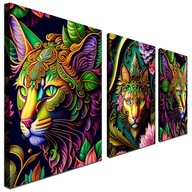 OBRAZOVÝ 3-dielny triptych mačky na plátne 180x80