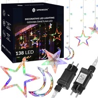 ZÁCLONA VIANOČNÉ HVIEZDY 138LED SVETELNÁ GARLANDA 4,9 m ELEKTRINA VIAC FAREB. ZÁCLONA VIANOČNÉ HVIEZDY 138LED SVETELNÁ GARLANDA 4,9 m ELEKTRINA VIAC FAREB.