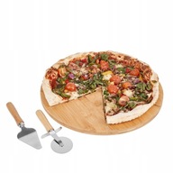 PIZZA sada Doska 33 cm ryhovanie Servírovacia lopatka Bambus PIZZA sada Doska 33 cm ryhovanie Servírovacia lopatka Bambus