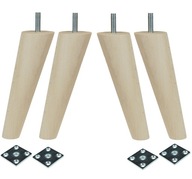 Nohy Drevené nožičky, surové, 15 cm + sada plechu Nohy Drevené nožičky, surové, 15 cm + sada plechu