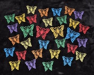 Spring Butterflies okenná tabuľa vitrína školská vitráž