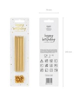 Hladké zlaté narodeninové sviečky, 12 kusov, 12,5 cm