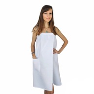 Pareo Cape dámsky uterák do kúpeľnej sauny Cotton Waffle 100% biela SM Pareo Cape dámsky uterák do kúpeľnej sauny Cotton Waffle 100% biela SM