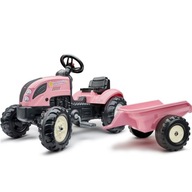 Ružový traktor FALK Country Star s pedálmi + príves a klaksón na 2 roky.