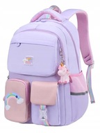 Fialový školský batoh, školská taška, ročník 1-3, reflexný pre dievčatá