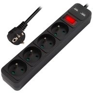 PREDLŽOVAČ NAPÁJACIEHO PÁSU VÝKONNÝ SPÍNAČ 2x USB 4 ZÁSUVKY 1,5M PREDLŽOVAČ NAPÁJACIEHO PÁSU VÝKONNÝ SPÍNAČ 2x USB 4 ZÁSUVKY 1,5M