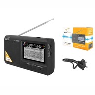 Prenosné kuchynské rádio do domácnosti, čierne, s držiakom na batérie a anténou