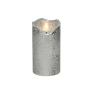 Strieborná LED vosková sviečka, veľká, elektrická, 7x13cm, na batérie Strieborná LED vosková sviečka, veľká, elektrická, 7x13cm, na batérie