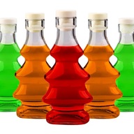 5x 3D fľaštičky VIANOČNÝ STROMČEK 100 ml ako darček tinktúry vínny sirup likér + korkové zátky