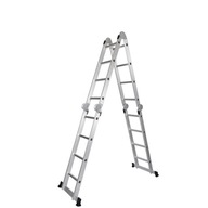 Kĺbový hliníkový rebrík 4x4 + plošina + polica RANKOK