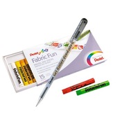 Pastely + pero na látky, pastelky PENTEL, 15 farieb