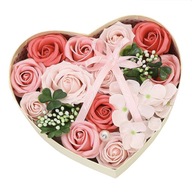 Kvetinový box mydlo ruže kvety pre valentínske srdce