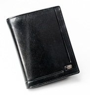 Vertikálna pánska peňaženka bez zapínania, vyrobená z čiernej prírodnej kože Rovicky