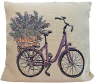 Dekoratívna gobelínová obliečka na vankúš LAVENDER BIKE