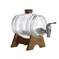 Sklenený sud s výčapom 1l moonshine stojan na vidiecke stolné víno na whisky Sklenený sud s výčapom 1l moonshine stojan na vidiecke stolné víno na whisky