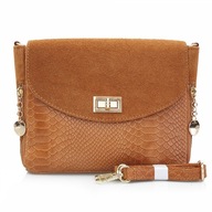 Semišová crossbody kabelka hadej kože hit CAMEL Semišová crossbody kabelka hadej kože hit CAMEL