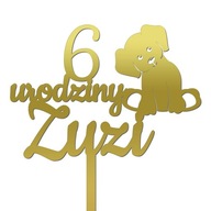 TOPPER NARODENINOVÝ LIST PSÍK PSÍK ZLATÁ TORTA TOPPER NARODENINOVÝ LIST PSÍK PSÍK ZLATÁ TORTA