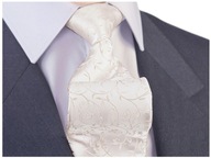 SVADOBNÁ Ecru Jacquard pánska kravata GREG g89 SVADOBNÁ Ecru Jacquard pánska kravata GREG g89
