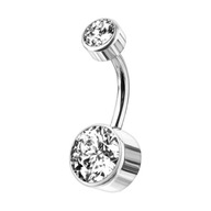 PIERCING Piercing do pupka s dvoma kryštálmi. TITANIUM Veľkosť 1,6/10 PIERCING Piercing do pupka s dvoma kryštálmi. TITANIUM Veľkosť 1,6/10
