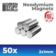 GSW – Neodymové magnety 2x1mm – 50 jednotiek (N52)