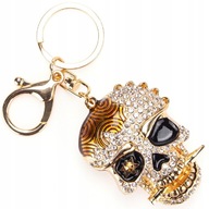 KEYRING Zlatá kľúčenka Lebka s kamienkami KEYRING Zlatá kľúčenka Lebka s kamienkami