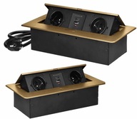 Nábytkové zásuvky Orno ukryté v stolovej nabíjačke 2x kábel USB A+C 1,5 m zlatý Nábytkové zásuvky Orno ukryté v stolovej nabíjačke 2x kábel USB A+C 1,5 m zlatý