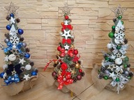 Malý vianočný stromček na kmeni s LED ozdobami, KUŽEL 45CM