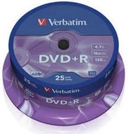VERBATIM DVD+R 4,7GB Tortové disky 25 ks SPOĽAHLIVÉ