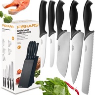 FISKARS Control Set Sada nožov v drevenom čiernom bloku, 5 ks. FISKARS Control Set Sada nožov v drevenom čiernom bloku, 5 ks.