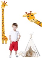 Veľká DREVENÁ MIERA VÝŠKY nalepená na stene Žirafa Miera 150CM
