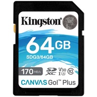64 GB SDXC Kingston Canvas Go Plus C10 V30 170 MB/s