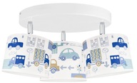 ZÁVESNÁ STROPNÁ LAMPA, MODRÝ AUTO Luster, 3 tienidlá DO DETSKEJ IZBY ZÁVESNÁ STROPNÁ LAMPA, MODRÝ AUTO Luster, 3 tienidlá DO DETSKEJ IZBY